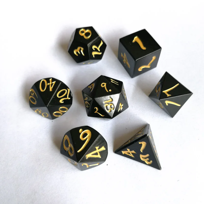Dungeons and dragons 7 computer/game role-playing game dice d&d metal dice DND black gold font
Dungeons and dragons 7 computer/game role-playing game dice d&d metal dice DND black gold font