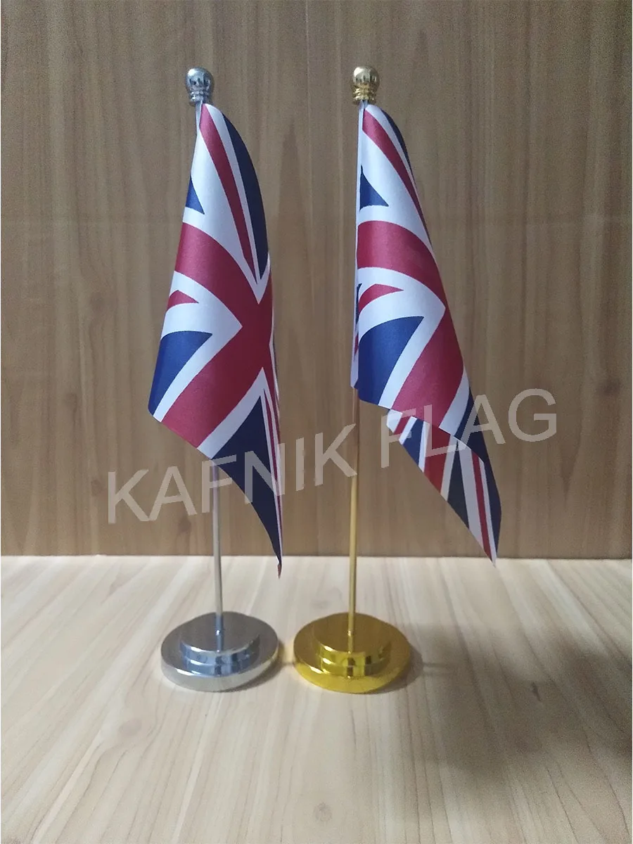 KAFNIK UK/United Kingdom Office table desk flag with gold or silver metal flagpole base 14*21cm country free shipping | Дом и сад