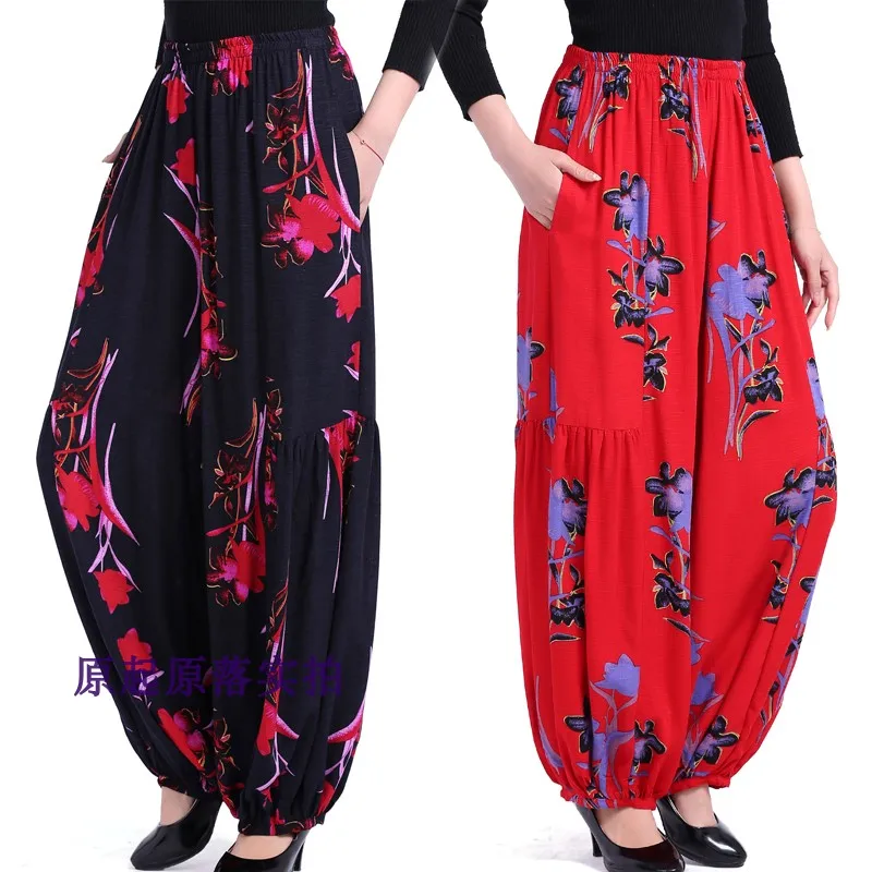 The new women's national wind pants dance pants printing pants fashion cotton and linen wide leg pants trousers
The new women's national wind pants dance pants printing pants fashion cotton and linen wide leg pants trousers