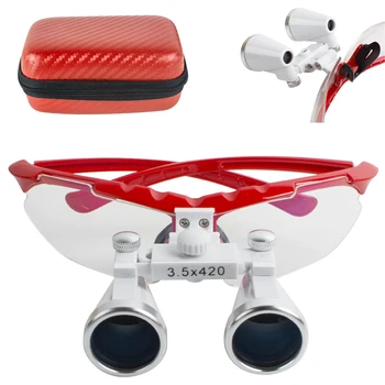 Dentist Red Dental Surgical Medical Binocular Loupes 3.5X 420mm Optical Glass Loupes With Red Carry Case
Dentist Red Dental Surgical Medical Binocular Loupes 3.5X 420mm Optical Glass Loupes With Red Carry Case