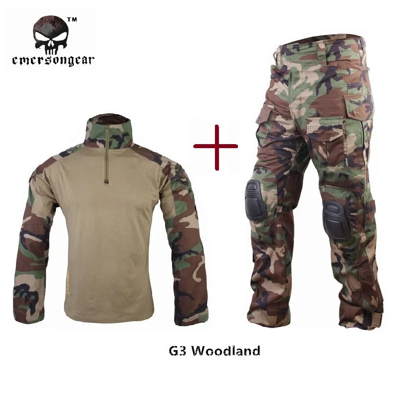 

Emersongear Hunting clothes G3 Combat Shirt Pants Military BDU Airsoft Emerson Jungle Paintball Uniform Woodland jungle camo