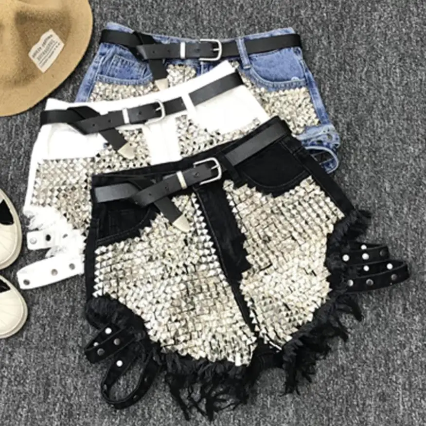 Spring Summer New Rivet Denim Shorts 2019 Women High Waist Loose Tassel Jeans Shorts without belt
Spring Summer New Rivet Denim Shorts 2019 Women High Waist Loose Tassel Jeans Shorts without belt