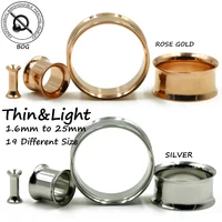 1 Pairs 316L Surgical Steel Double Flare Ear Tunnel Plugs Hollow Expander Stretcher Earlobe Piercing Gauges Body Jewelry image