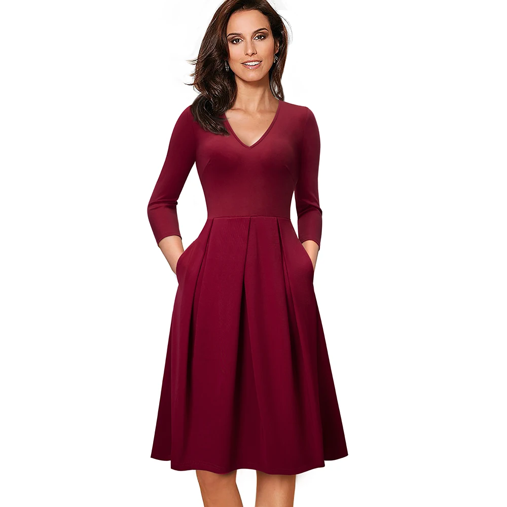 Women Solid Color Autumn Elegant Casual Swing Party Office Dress Vintage V-Neck A-Line Business Work Skater Dress EA126
Women Solid Color Autumn Elegant Casual Swing Party Office Dress Vintage V-Neck A-Line Business Work Skater Dress EA126