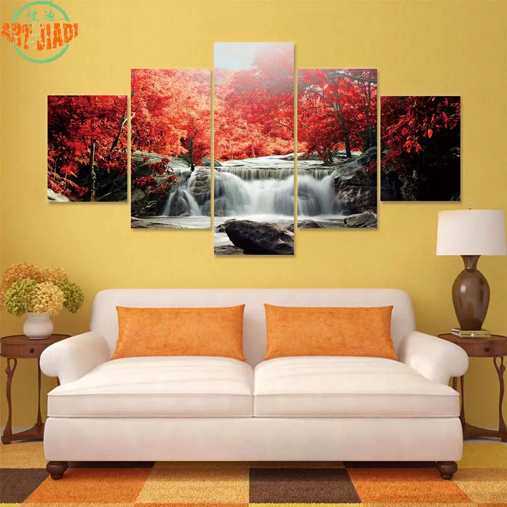 4 Piece/set or 5 Canvas Art Waterfall and Blue Stream Paintings Decorations For Home Wall Prints B97 | Дом и сад
