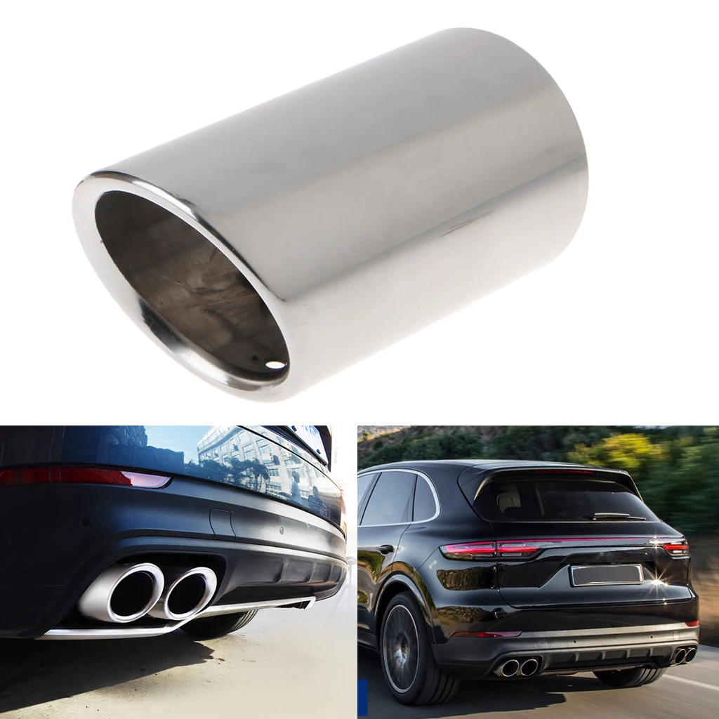 

2x Silver Car Stainless Steel Exhaust Tip Muffler Pipe Cover Trim For Audi A4 Q5
