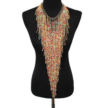 Bohemian style hot style tassel-neck chain long style necklace lace and rice bead sweater chain collar necklace Fine wide chain
Bohemian style hot style tassel-neck chain long style necklace lace and rice bead sweater chain collar necklace Fine wide chain
