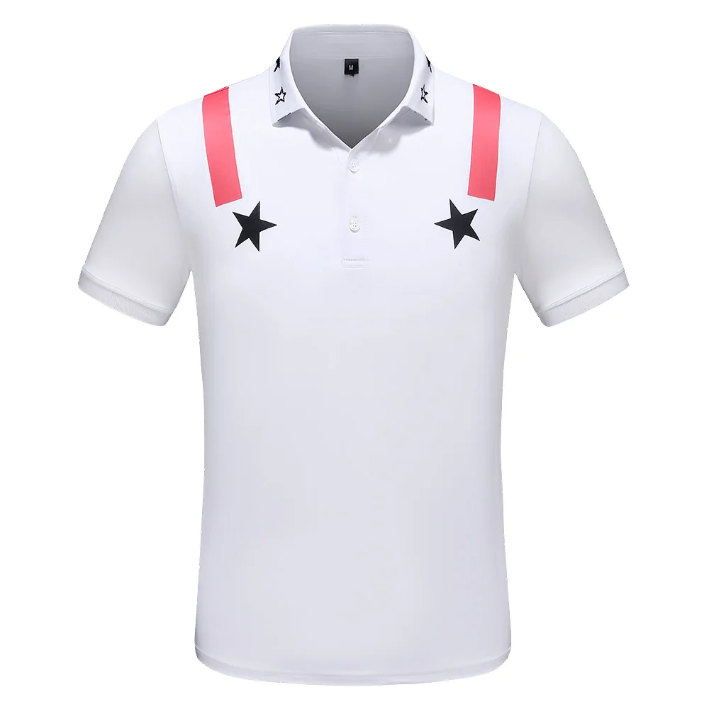 

New Arrival Men Polo Shirt Stars Fashion Pattern Red Short Sleeve Summer Straight Cotton Polos Male High Quality