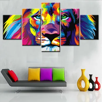 5 Piece Poster Wall Art Canvas Painting Nordic Wall Pictures for Living Room Decoration Picture No Frame Art Print Lion