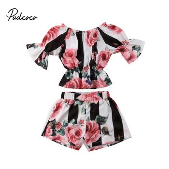 2PCS Set Toddler Kids Girl Summer Flare Sleeve Striped Floral Tops+Shorts Pant Outfits Children Clothes 1-6Y
2PCS Set Toddler Kids Girl Summer Flare Sleeve Striped Floral Tops+Shorts Pant Outfits Children Clothes 1-6Y