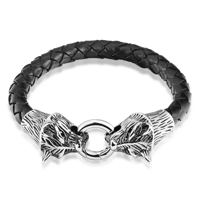FASHION 2017 Hot Brand Jewelry Men's Bracelets Leather Rope Chain Stainless Steel Leopard Vintage Bracelet Men gift
FASHION 2017 Hot Brand Jewelry Men's Bracelets Leather Rope Chain Stainless Steel Leopard Vintage Bracelet Men gift