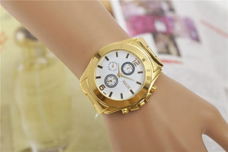 Stainless Steel Sport Quartz Wrist Hour Gold Bracelet Big Dial Watch Relogio Masculino Dropship F533
Stainless Steel Sport Quartz Wrist Hour Gold Bracelet Big Dial Watch Relogio Masculino Dropship F533