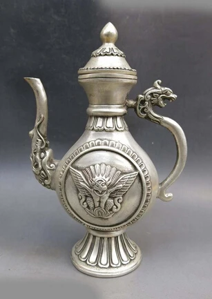 Copper Brass CHINESE crafts decor ation Asian 9 " China prata esculpida de buda redpoll pote de vinho frasco
Copper Brass CHINESE crafts decor ation Asian 9 " China prata esculpida de buda redpoll pote de vinho frasco
