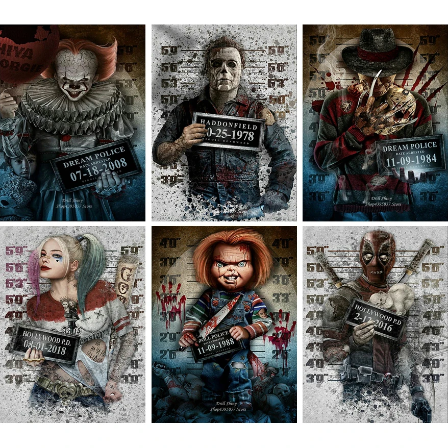 5D Diy diamond painting halloween,Harley Quinn,chucky,freddy jail picture, Arte Horror movies cross stitch mosaic Wall Sticker
5D Diy diamond painting halloween,Harley Quinn,chucky,freddy jail picture, Arte Horror movies cross stitch mosaic Wall Sticker