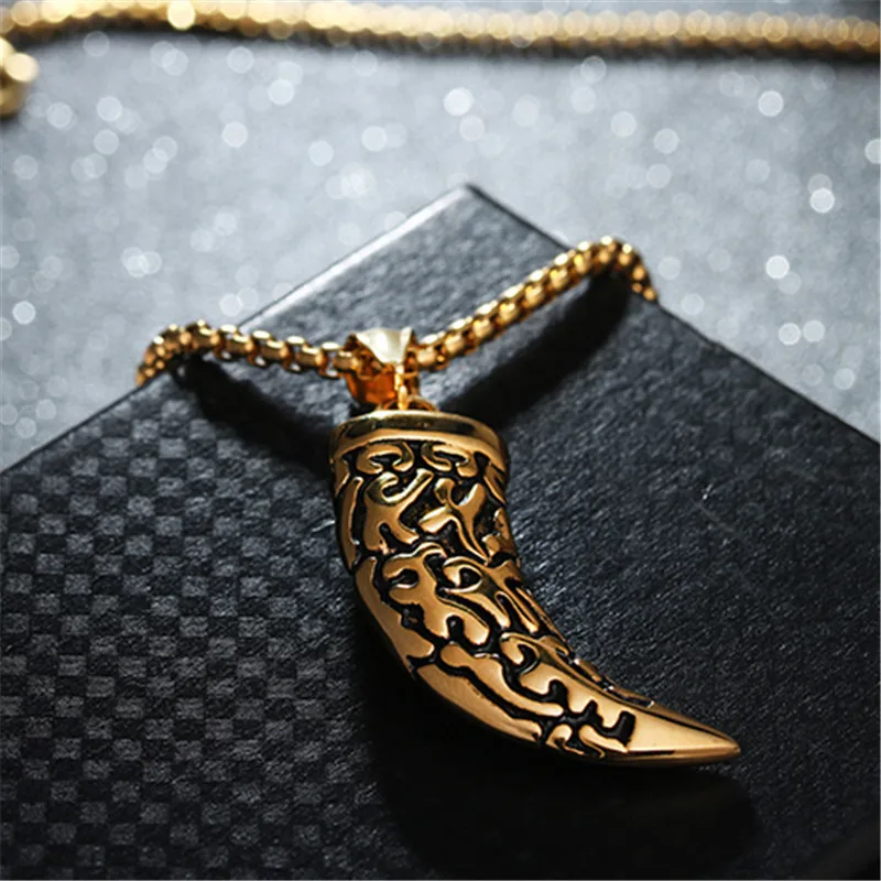 Stainless steel OX Horn Pendant Necklace Animal wolf tooth Pendant Necklaces chain 24"
Stainless steel OX Horn Pendant Necklace Animal wolf tooth Pendant Necklaces chain 24"