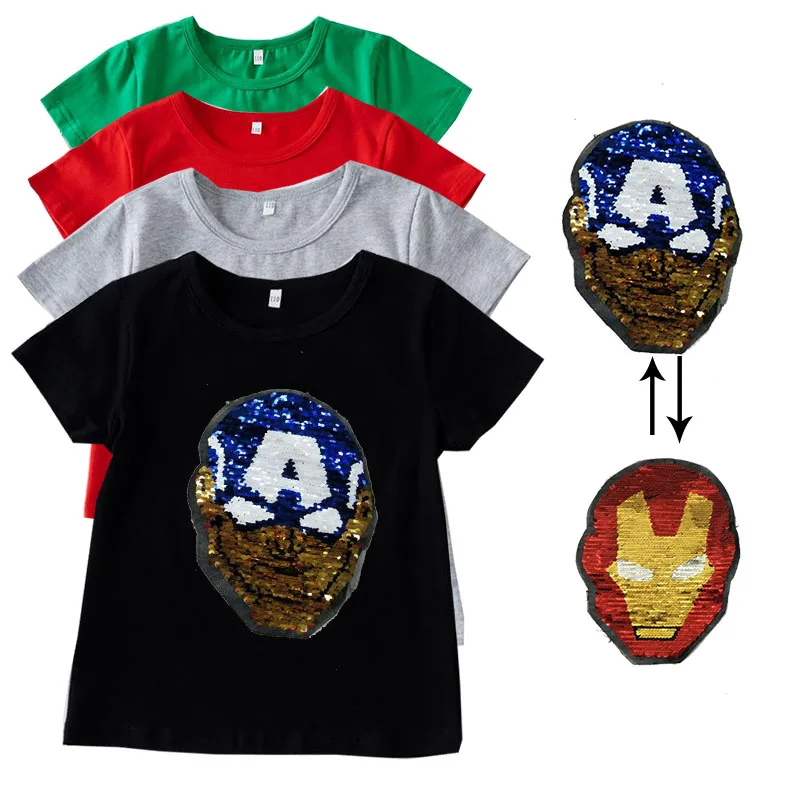 3-10T hot Captain America change to iron man magic sequin blue green white black t shirt for boys and girls
3-10T hot Captain America change to iron man magic sequin blue green white black t shirt for boys and girls