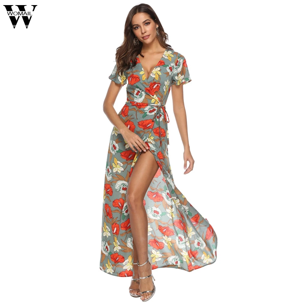Womail Women Print Floral V-Neck Short Sleeve Maxi Dress Chiffon Bohemia Tie up Split Party Dress Loose Sexy Beach dropship d18
Womail Women Print Floral V-Neck Short Sleeve Maxi Dress Chiffon Bohemia Tie up Split Party Dress Loose Sexy Beach dropship d18
