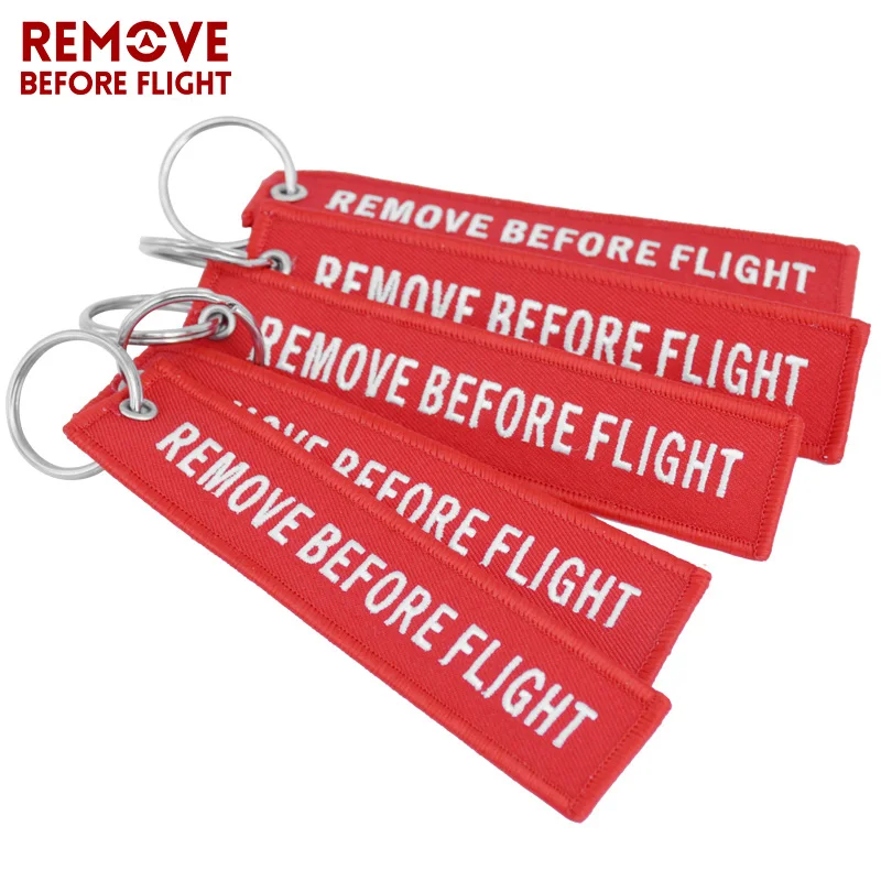 Remove Before Flight Key Chain Chaveiro Red Embroidery Keychain Ring for Aviation Gifts OEM Key Ring Jewelry Luggage Tag Key Fob5
