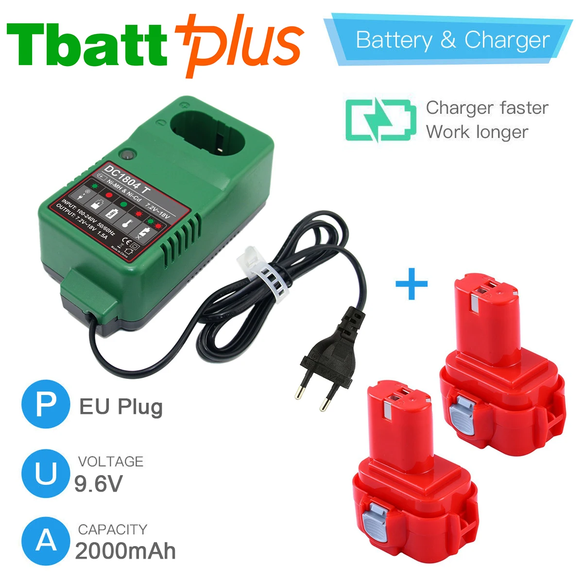 Battery Charger for Makita DC1414 DC1413 DC1411 9.6 Volt 12 V 14.4 V 18V Ni-CD Ni-MH & Makita 9.6V 2.0Ah 9120 Battery
Battery Charger for Makita DC1414 DC1413 DC1411 9.6 Volt 12 V 14.4 V 18V Ni-CD Ni-MH & Makita 9.6V 2.0Ah 9120 Battery
