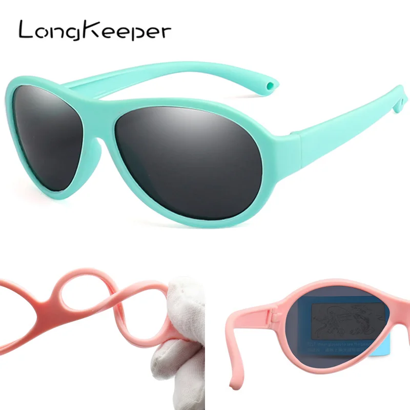 

LongKeeper Oval Polarized Kids Sunglasses Children Silicone TR90 Sun Glasses Girls Boys UV400 Child Goggles Gafas de sol R02