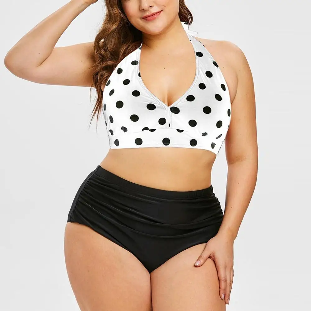 Plus Size Women Sexy High Waist Swimwear Beachwear Summer Polka Dot Print Halter Swimsuit Two Piece Bikini Set For Ladies Hot
Plus Size Women Sexy High Waist Swimwear Beachwear Summer Polka Dot Print Halter Swimsuit Two Piece Bikini Set For Ladies Hot