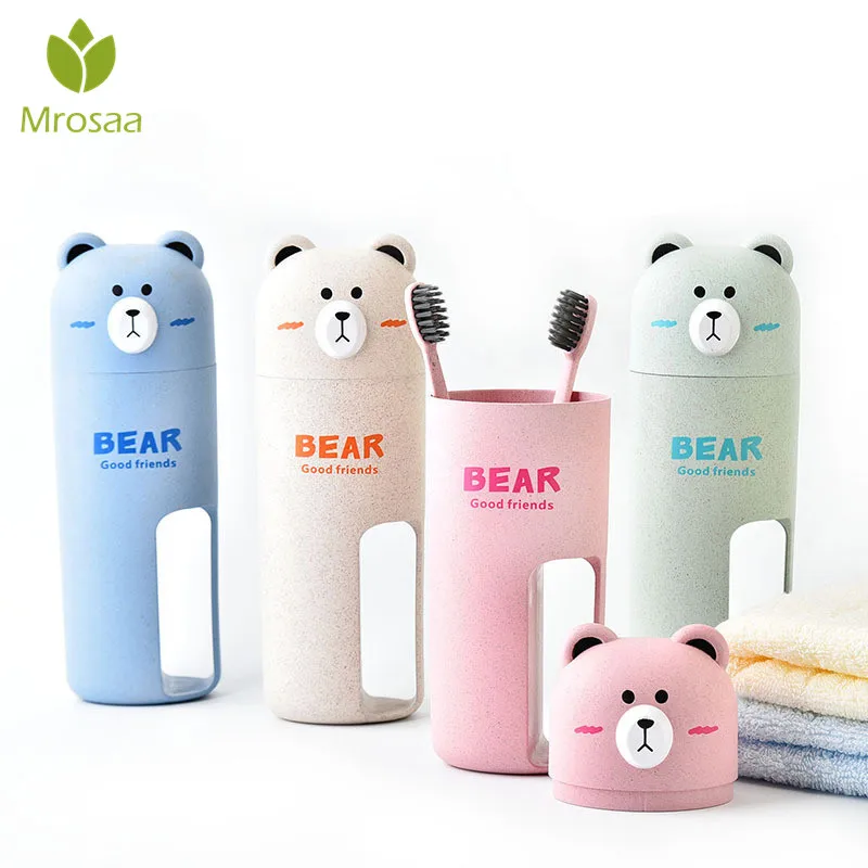 Mrosaa Cute Bear Wheat Straw Portable Toothbrush Organizer Travel Washing Cup Toothbrush Case Set with 2Pcs Toothbrushes
Mrosaa Cute Bear Wheat Straw Portable Toothbrush Organizer Travel Washing Cup Toothbrush Case Set with 2Pcs Toothbrushes