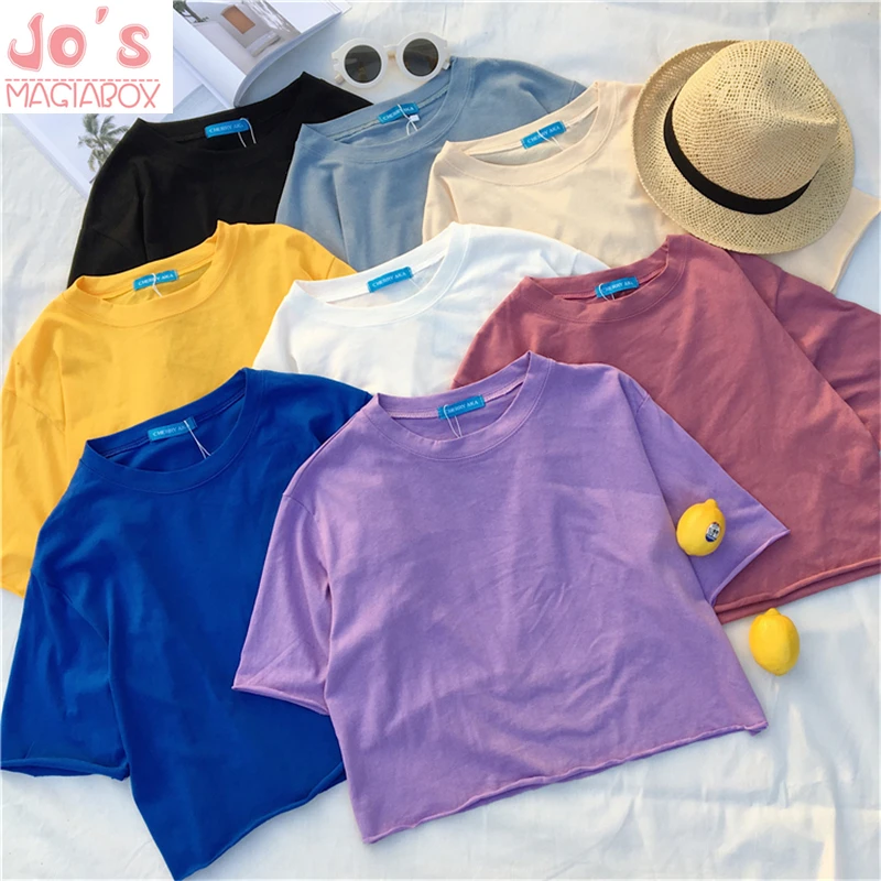 2019 Harajuku Style Solid Color Women Short Sleeve Pullover Tops Casual Female 8 colors O-Neck Kawaii Slim Tshirt Korean Ulzzang
2019 Harajuku Style Solid Color Women Short Sleeve Pullover Tops Casual Female 8 colors O-Neck Kawaii Slim Tshirt Korean Ulzzang