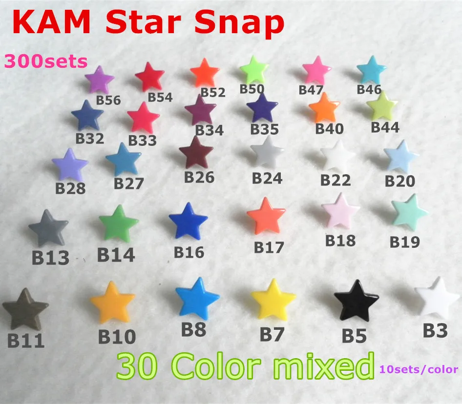 ( 30 color mixed ) 300sets KAM T5 Star Plastic Snaps Buttons Fasteners snaps kam stars for baby diaper
( 30 color mixed ) 300sets KAM T5 Star Plastic Snaps Buttons Fasteners snaps kam stars for baby diaper