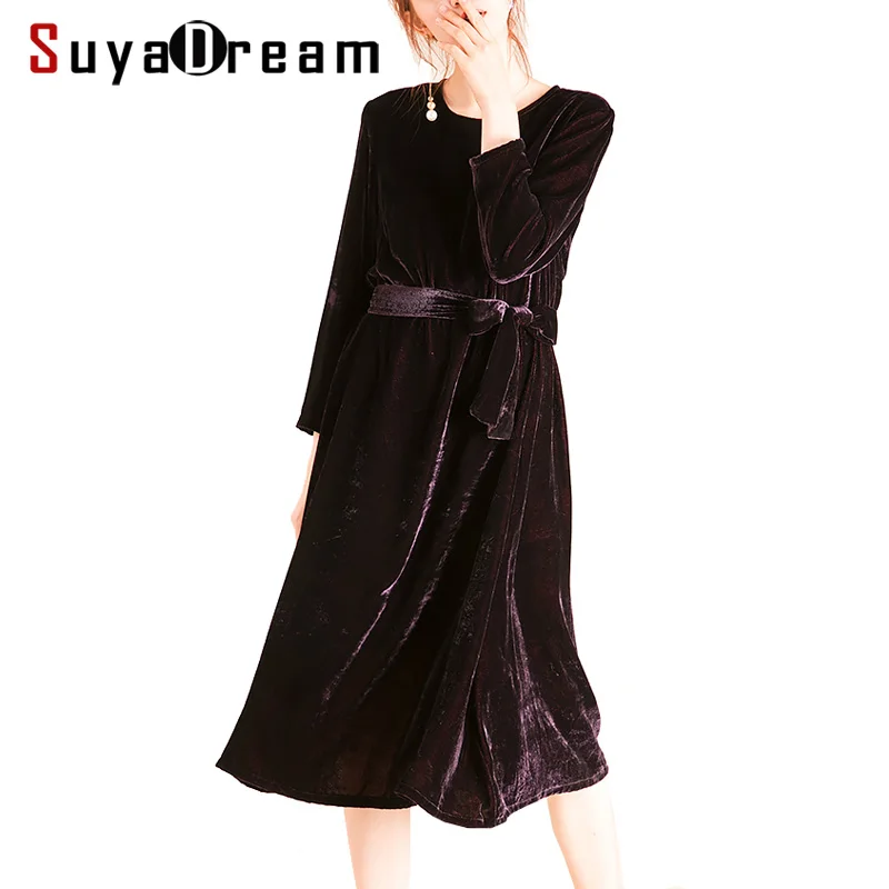 Women Winter Dress Natural Silk Velvet Belted Dresses for Women Mid Calf Length 2018 Fall Winter New Dress
Women Winter Dress Natural Silk Velvet Belted Dresses for Women Mid Calf Length 2018 Fall Winter New Dress