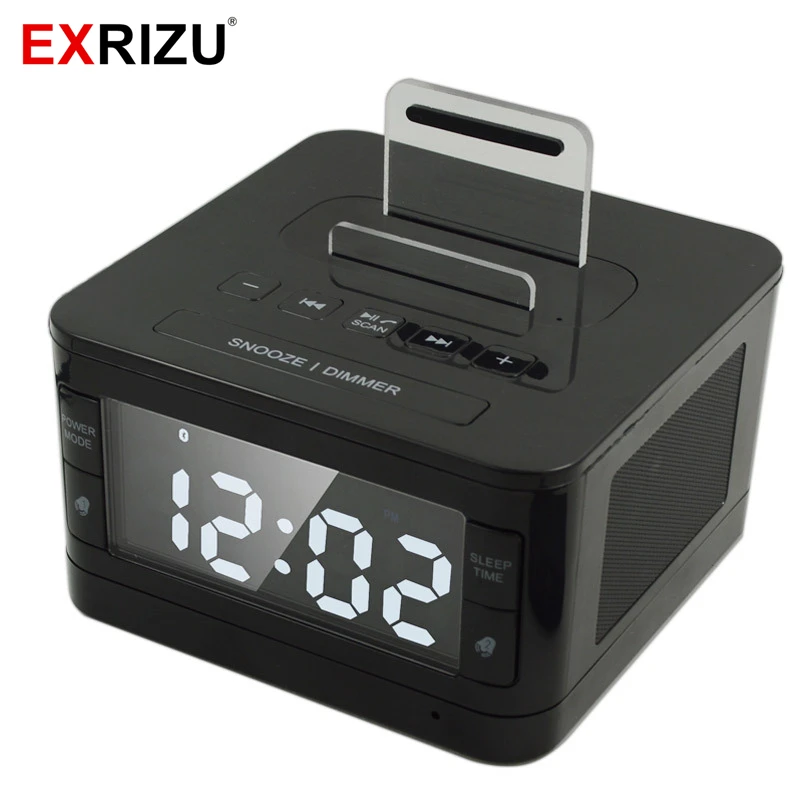 

K7 Bluetooth Speaker Stereo HIFI Music Player Dock Playback Handsfree SNOOZE SLEEP AUX Alarm LCD Clock Radio for iPhone Android