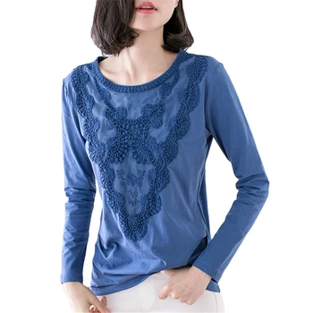 New Basic T Shirt Women Long Sleeve Tops Spring Autumn Stitching Gauze Embroidery Tee Shirts Womens Lace Plus size T-Shirts F136
New Basic T Shirt Women Long Sleeve Tops Spring Autumn Stitching Gauze Embroidery Tee Shirts Womens Lace Plus size T-Shirts F136