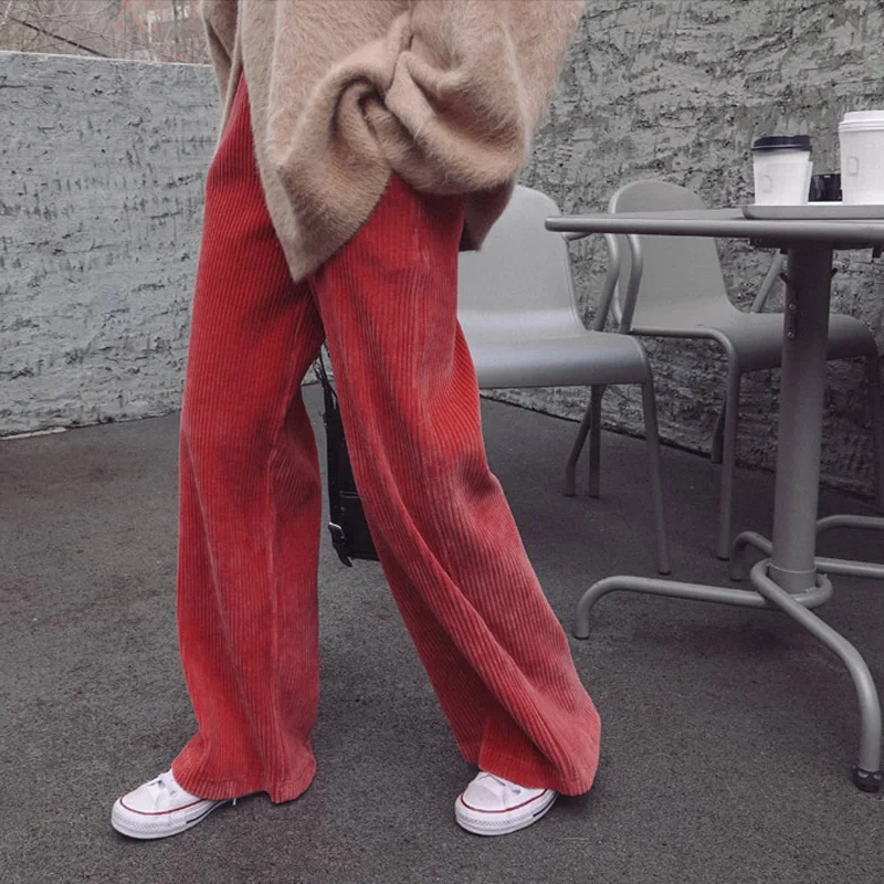 Plus Size Loose Vintage Fashion Striped Solid Corduroy Straight Long Pant Korean Women Winter Autumn Spring Trouser High Waist
Plus Size Loose Vintage Fashion Striped Solid Corduroy Straight Long Pant Korean Women Winter Autumn Spring Trouser High Waist