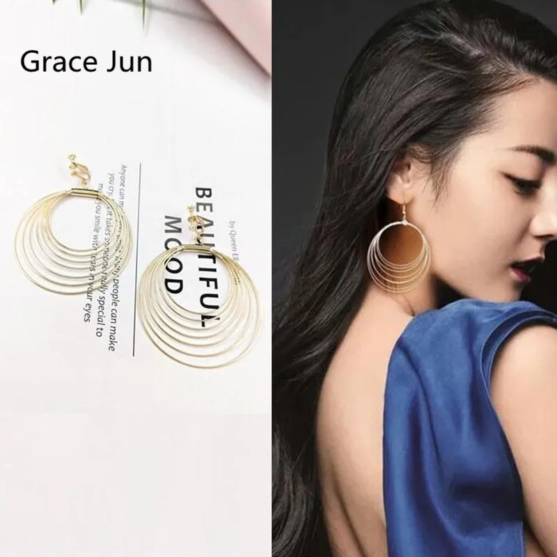 Grace Jun Personality European and American 7 Layer Large Circle Clip on Earrings No Pierced for Female Party Pierced Earrings
Grace Jun Personality European and American 7 Layer Large Circle Clip on Earrings No Pierced for Female Party Pierced Earrings