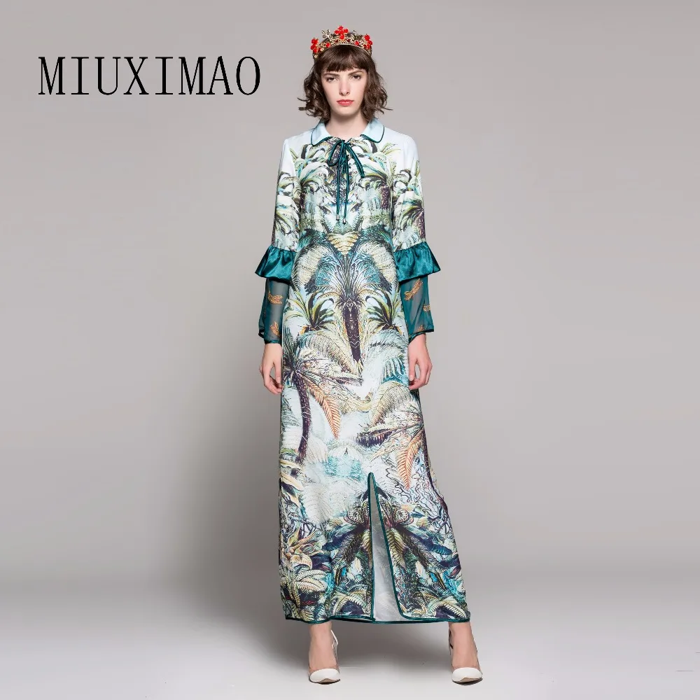 High Quality 2018 New Arrival Spring & Summer Peter pan Collar Full Flare Sleeve Print Elegant Ankle-Length Long Dress Women
High Quality 2018 New Arrival Spring & Summer Peter pan Collar Full Flare Sleeve Print Elegant Ankle-Length Long Dress Women