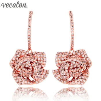 Vecalon Brand Flower Style Dangle earring Full AAAAA Zircon Cz Rose Gold Filled Engagement wedding Drop Earring for women
Vecalon Brand Flower Style Dangle earring Full AAAAA Zircon Cz Rose Gold Filled Engagement wedding Drop Earring for women