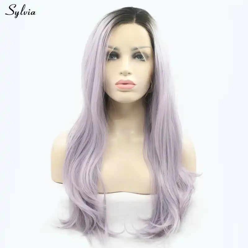 Sylvia Purple Wig Body Wave Synthetic Lace Front Wigs Long Hair