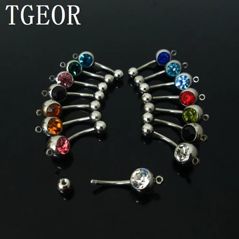 Hot jewelry wholesale 1.6*11*5/8 mm 50pcs mixed gem stone with dangle loop navel ring surgical Stainless Steel belly button ring
Hot jewelry wholesale 1.6*11*5/8 mm 50pcs mixed gem stone with dangle loop navel ring surgical Stainless Steel belly button ring