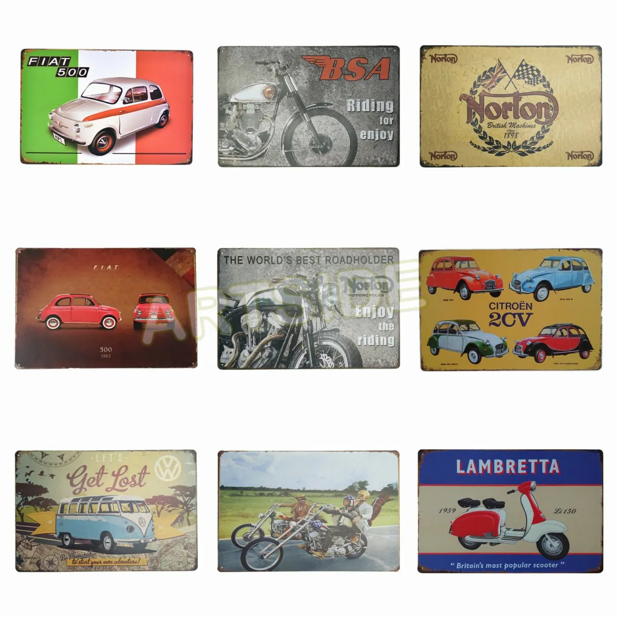 Retro Norton Scout Tin Sign Vintage Fiat 500 Metal Poster Garage Club Pub Bar Wall Decoration
Retro Norton Scout Tin Sign Vintage Fiat 500 Metal Poster Garage Club Pub Bar Wall Decoration