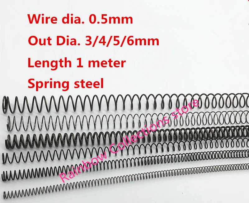 2pcs/lot Spring steel Compression spring Thin wire spring Wire dia. 0.5mm Out Dia. 3/4/5/6mm Length 1 meter Free shipping
2pcs/lot Spring steel Compression spring Thin wire spring Wire dia. 0.5mm Out Dia. 3/4/5/6mm Length 1 meter Free shipping