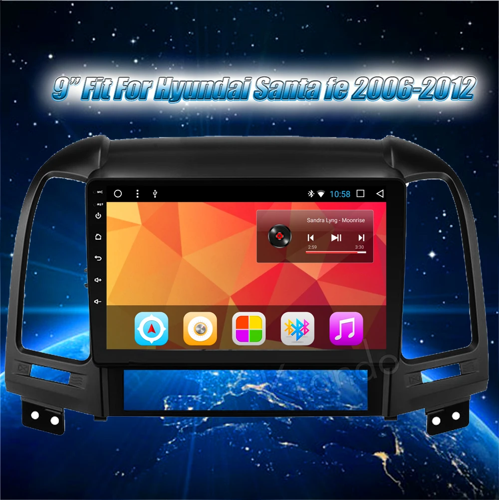 Krando Android car radio gps navigation multimedia system for Hyundai Santa fe 2006-2012