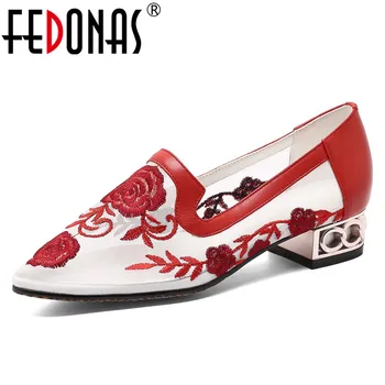 FEDONAS Elegant New Women Pointed Toe Pumps Shallow Embroider Casual Shoes Woman Genuine Cow Leather Mesh Plus Size Shoes Pumps
FEDONAS Elegant New Women Pointed Toe Pumps Shallow Embroider Casual Shoes Woman Genuine Cow Leather Mesh Plus Size Shoes Pumps