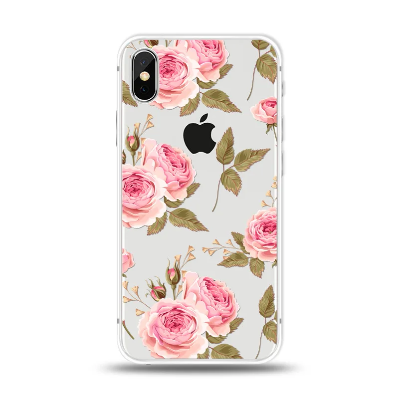 KIPX1027H_1_JONSNOW For iPhone 7 Flowers Pattern Soft Case For iPhone 6 6S 7 8 Plus Clear Back Cover for iPhone 5 5S SE Capa Coque Fundas