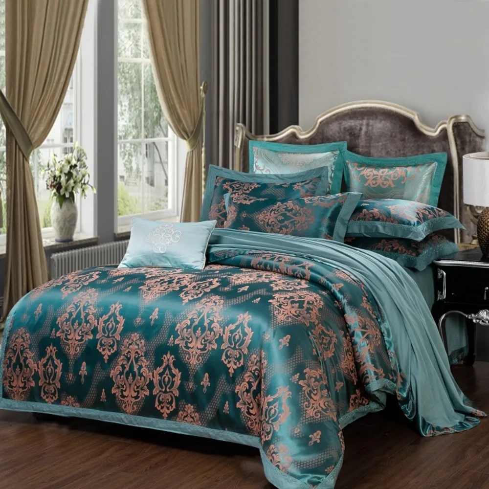 Wedding jacquard Mulberry silk Bedding 100%cotton Embroidered including duvet cover bed sheet pillowcase Blue Drop Shipping B09
Wedding jacquard Mulberry silk Bedding 100%cotton Embroidered including duvet cover bed sheet pillowcase Blue Drop Shipping B09