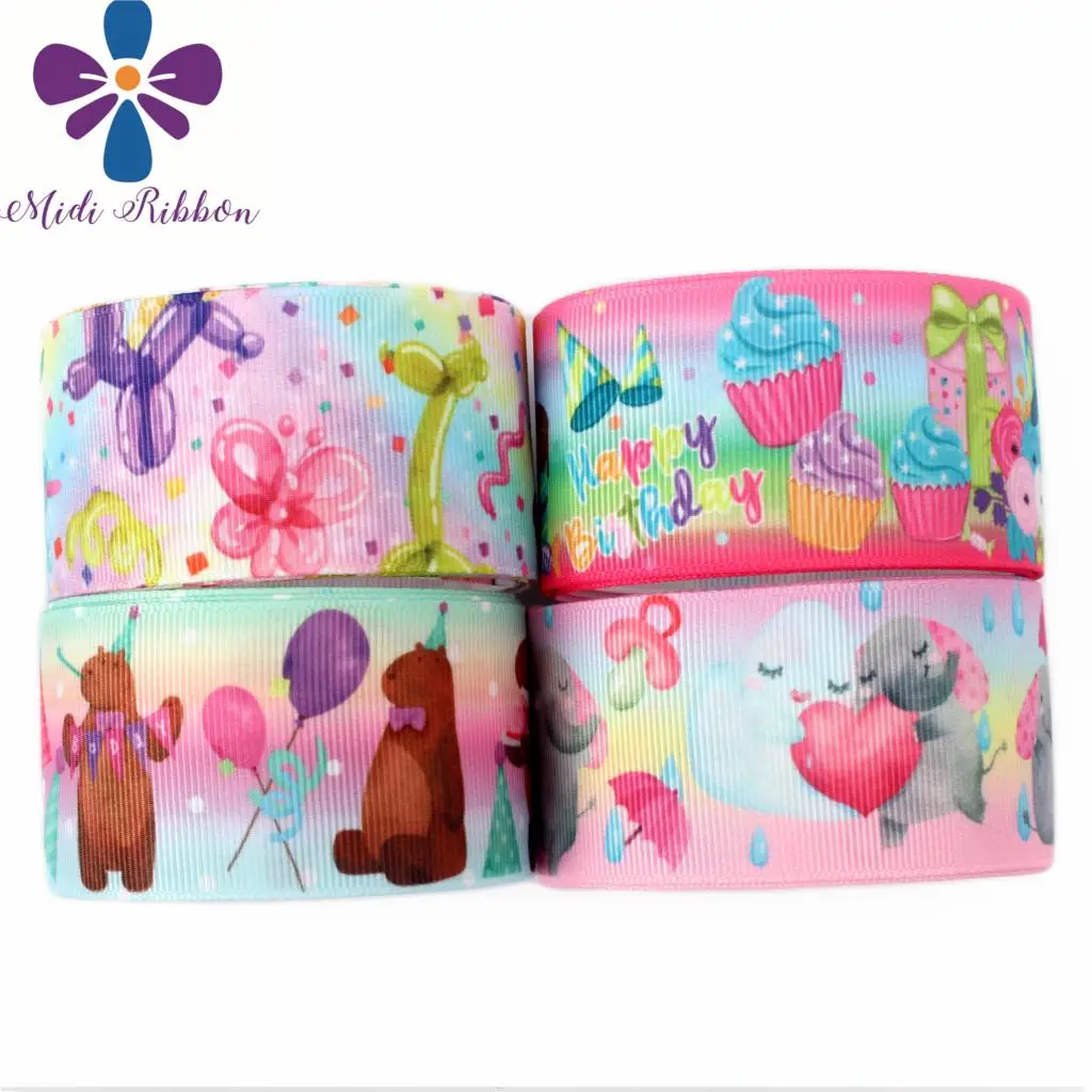 16mm-75mm Colorful Balloon Cartoon Elephant Bear Cupcake Printed Grosgrain/Foe Ribbon DIY Hair Bands Happy Birthday 50yards/roll
16mm-75mm Colorful Balloon Cartoon Elephant Bear Cupcake Printed Grosgrain/Foe Ribbon DIY Hair Bands Happy Birthday 50yards/roll