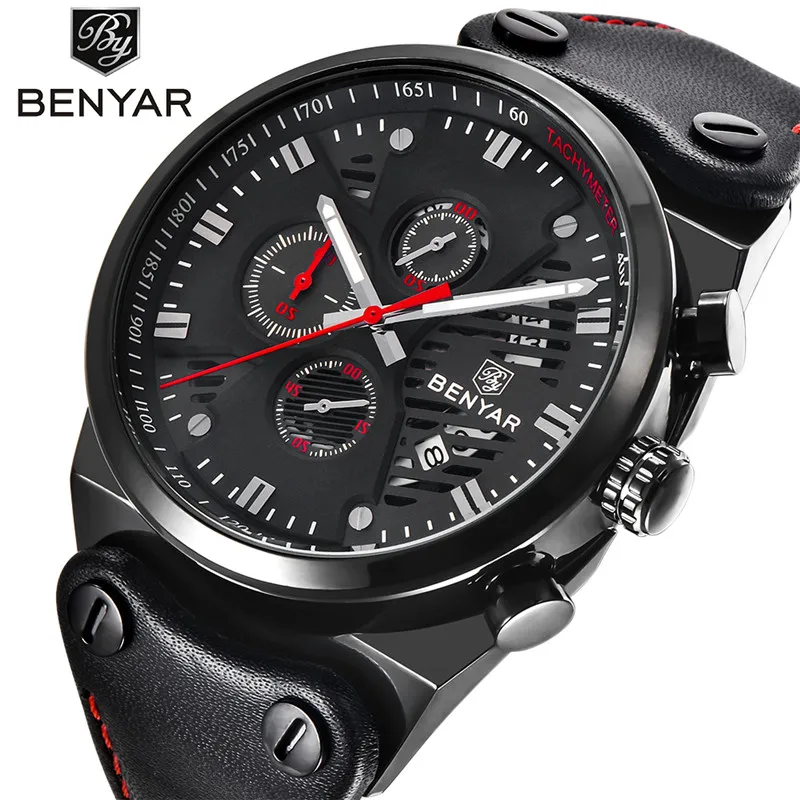 Benyar Brand Fashion Casual Watches Men's 3ATM Waterproof Quartz Watch Men Date Clock Man Leather Army Military Wristwatch
Benyar Brand Fashion Casual Watches Men's 3ATM Waterproof Quartz Watch Men Date Clock Man Leather Army Military Wristwatch
