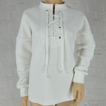 2017 new Autumn Women fashion Sweatshirts solid White Long Sleeve lace up bandage o-neck casual pullover tops
2017 new Autumn Women fashion Sweatshirts solid White Long Sleeve lace up bandage o-neck casual pullover tops