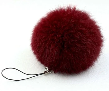 CraDiabh pom keychain Real Rabbit Fur Ball keyring