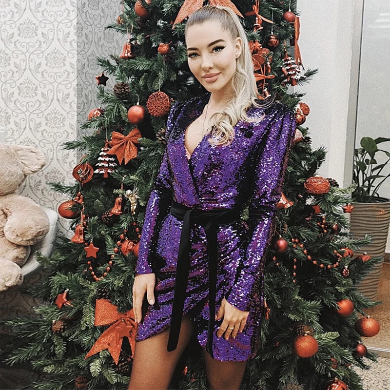 Fashion Shining Purple Sequin Celebrity Evening Party Dress High Quality Long Sleeve Bodycon Mini Sexy Dress Vestidos Wholesale
Fashion Shining Purple Sequin Celebrity Evening Party Dress High Quality Long Sleeve Bodycon Mini Sexy Dress Vestidos Wholesale