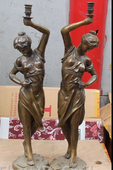 33" China Bronze West Art Belle Girl Women Candle Holder Candlestick Statue Pair
33" China Bronze West Art Belle Girl Women Candle Holder Candlestick Statue Pair