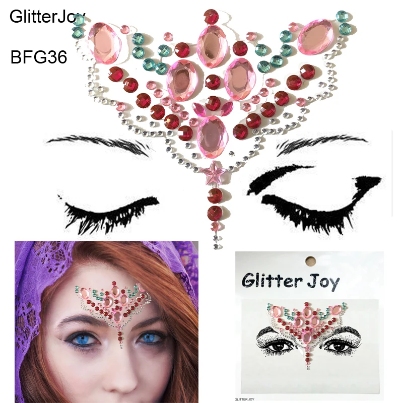 

BFG36 1Pc Gypsy Style Boho Forehead Bindi Face Jewel Tattoo Sticker ideal for Festival and Party Makeup Decor to Sparkle